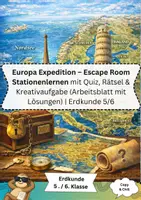 Vorschau - Arbeitsblätter - Escape-Room Europa Expedition mit Stationen, Rätsel & Aufgaben (mit Lösungen) | Erdkunde Klasse 5/6 - Deckblatt