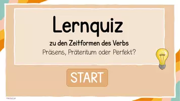 Vorschau - Präsentationen/Tafelbilder - Zeitformen Präsens, Präteritum & Perfekt - Interaktives Quiz - Seite 1