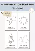 Vorschau - Arbeitsblätter - Kostenlose Affirmationskarten zum Ausmalen | Mutmachkarten Ausmalbilder kostenlos | Kindergarten Grundschule - Deckblatt