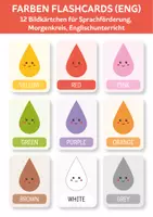 Vorschau - Fördermaterial/Inklusion - Farben Flashcards (ENG) – 12 Bildkärtchen für Kindergarten, Vorschule & Morgenkreis. Sprachförderung & Englisch als Zweitsprache. - Deckblatt