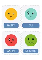 Vorschau - Fördermaterial/Inklusion - Gefühle & Emotionen Flashcards (ENG) – 12 Bildkärtchen für sozial-emotionales Lernen, Morgenkreis. Sprachförderung & Englisch als Zweitsprache. - Seite 1