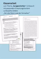 Vorschau - Klassenarbeiten - Klassenarbeit Kurzgeschichten Klasse 8 mit EWH - Der alte Mann und der Fernseher - Deckblatt
