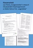Vorschau - Klassenarbeiten - Klassenarbeit Kurzgeschichten Klasse 9 mit EWH - Augenblicke - Deckblatt