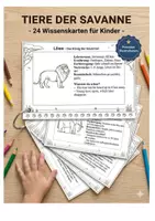 Vorschau - Stationenlernen - Tiere der Savanne – 24 Wissenskarten für Kinder - Deckblatt