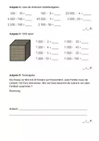 Vorschau - Klassenarbeiten - Mathe-Klassenarbeit (4. Klasse, Einfache Plus-, Minus-, Mal- und Geteiltaufgaben) - Seite 1
