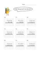 Vorschau - Arbeitsblätter - Doppelseitiges Übungsblatt schriftliche Subtraktion Borgetechnik / Entbündeln mit Lösungsblatt - Seite 1