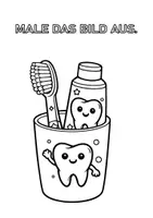 Vorschau - Arbeitsblätter - Ausmalbild: Zahnhygiene für Kinder – Becher mit Zahnbürste & Zahnpasta - Deckblatt