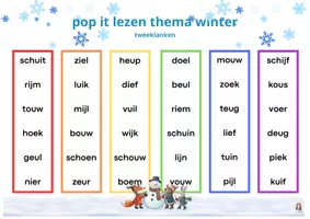 Voorbeeld - pop it lezen thema winter thema 5 (methode hup en aap) - Pagina 1
