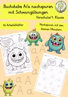 Vorschau - Arbeitsblätter - Buchstaben nachspuren – Aa (Vorschule / 1. Klasse) - Deckblatt