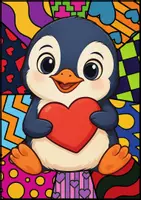 Vorschau - Mal- und Bastelvorlagen - Pop Art Kunst Doodle Pinguin, Ausmalbilder Pinguinklasse - Seite 3