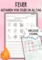 Vorschau - Arbeitsblätter - Feuer - Gefahren von Feuer im Alltag - Arbeitsblatt - Deckblatt
