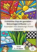 Vorschau - Mal- und Bastelvorlagen - Frühblüher Pop-Art gestalten – Malvorlagen, Ausmalbilder & Muster zum Ausmalen (mit Anleitung) | Kunst Klasse 3/4 - Deckblatt