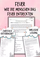 Vorschau - Arbeitsblätter - Feuer - Wie die Menschen das Feuer entdeckten - Arbeitsblatt - Deckblatt