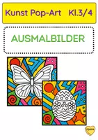 Vorschau - Arbeitsblätter - Ostereier Ausmalbilder Pop-Art Klasse 3/4 Frühling - Deckblatt