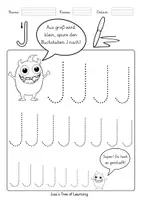 Vorschau - Arbeitsblätter - Buchstaben nachspuren – Jj (Vorschule / 1. Klasse) - Seite 1