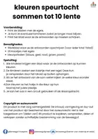 Voorbeeld - kleuren speurtocht sommen tot 10 lente bewegend leren - Pagina 1