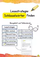 Vorschau - Arbeitsblätter - Lesestrategie: Schlüsselwörter finden - Deckblatt