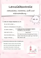 Vorschau - Test - Wortarten, Satzzeichen, Groß-und Kleinschreibung Lernzielkontrolle/ Arbeit Klasse 3 - Deckblatt