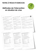 Aperçu - Feuilles d'exercices - Méthodes de l'intervention en situation de crise (textes à trous, exercices, vidéo explicative) - Page de couverture