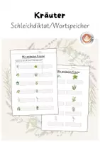 Vorschau - Arbeitsblätter - Kräuter - Arbeitsblatt für Schleichdiktat und Wortspeicher - Deckblatt