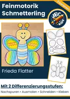 Vorschau - Arbeitsblätter - Feinmotorik Schmetterling – Nachspuren, Ausmalen, Schneiden & Kleben | Differenzierte Bastelvorlage - Deckblatt