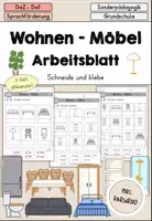 Vorschau - Arbeitsblätter - Wohnen im Haus - Möbel Arbeitsblatt differenziert - DaZ DaF Sprachförderung - Deckblatt