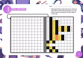 Vorschau - Mal- und Bastelvorlagen - Offline coding - Pixel Grafiken - Seite 1
