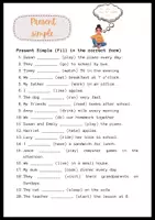 Vorschau - Arbeitsblätter - Present Simple Worksheet - Gegenwart - Deckblatt