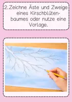 Vorschau - Arbeitsblätter - Kunst Frühling Kirschblüte Klasse 2 - 4 mit Anleitung - Seite 2