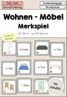 Vorschau - Spiele - Wohnen im Haus Möbel Merkspiel - DaZ DaF Sprachförderung Grundschule - Deckblatt