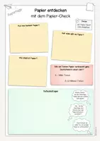 Vorschau - Arbeitsblätter - Papier entdecken mit dem "Papier-Check": Fragen und Reflexion - Deckblatt