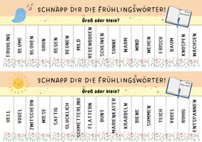 Vorschau - Spiele - Frühlingswörter schnappen: Groß- und Kleinschreibung - Seite 1