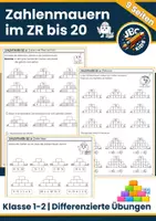 Vorschau - Arbeitsblätter - Zahlenmauern bis 20 - Arbeitsblätter Klasse 1-2 | Differenzierte Übungen, Lücken & Fehlersuche - Deckblatt