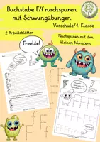 Vorschau - Arbeitsblätter - Freebie – Buchstaben nachspuren Ff (Vorschule / 1. Klasse) - Deckblatt