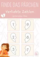 Vorschau - Spiele - Finde das Pärchen Verliebte Zahlen / Verliebte Zahlen üben / Verliebte Zahlen Mathematik - Deckblatt