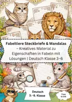 Vorschau - Mal- und Bastelvorlagen - Fabeltiere gestalten & Fabel schreiben – Fabeltiere Steckbriefe & Mandalas – Kreatives Material zu Eigenschaften in Fabeln mit Lösungen | Deutsch Klasse 3–6 - Deckblatt