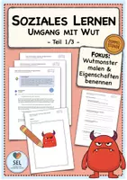 Vorschau - Stundenentwürfe - Soziales Lernen / Sozialtraining zum Umgang mit Wut: Teil 1 (Doppelstunde) / Wutmonster malen & Eigenschaften erkennen / Klasse 2 & 3 - Deckblatt