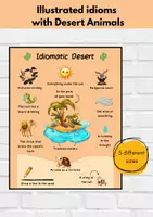 Vista previa - Decoración del aula - Illustrated Idioms Desert animals. Classroom Decoration - Portada