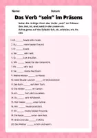 Vorschau - Arbeitsblätter - Übungen zum Verb "sein" im Präsens - Deckblatt