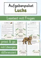 Vorschau - Arbeitsblätter - Luchs Lesetext einfach verständlich mit Aufgaben + Lösungen und Wortspeicher Leseverstehen - Deckblatt