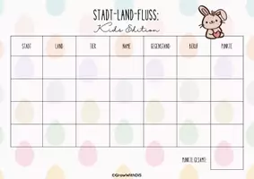 Vorschau - Spiele - Stadt Land Fluss Vorlage *Kids Edition Ostermotiv inkl. Blanko Vorlage 🐰🐣🌸 - Deckblatt
