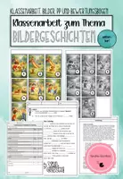 Vorschau - Präsentationen/Tafelbilder - DEUTSCH - Klassenarbeit zu Bildergschichten (editierbar) mit Bewertungsbogen/Erwartungshorizont und Musterlösung (inkl. Bilder auf Folie/ Präsentation) - Deckblatt