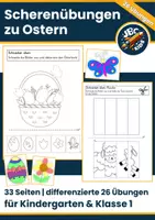 Vorschau - Arbeitsblätter - Feinmotorik zu Ostern – 26 Scherenübungen & Schneideübungen (Kindergarten & Vorschule) - Deckblatt