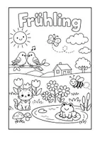 Vorschau - Arbeitsblätter - 🌸 Ausmalbild „Frühling“ – Niedliches Frühlingsmotiv für Kindergarten & Grundschule 🌸 - Deckblatt