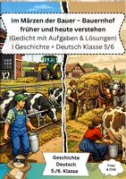 Vorschau - Arbeitsblätter - Im Märzen der Bauer – Arbeit auf dem Bauernhof früher und heute verstehen (Gedicht mit Aufgaben & Lösungen) | Geschichte + Deutsch Klasse 5/6 - Deckblatt