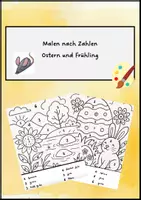 Vorschau - Mal- und Bastelvorlagen - Malen nach Zahlen: Ostern und Frühling - Deckblatt
