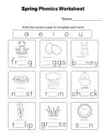 Vorschau - Arbeitsblätter - Spring Phonics Worksheets for K-2 | No Prep Practice Activities - Seite 1