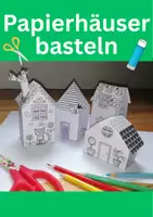 Vorschau - Mal- und Bastelvorlagen - Papierhäuser basteln 🏠 DIY 3D Bastelvorlage - Deckblatt