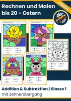 Vorschau - Arbeitsblätter - Rechnen und Malen bis 20 – Ostern | Addition & Subtraktion mit Zehnerübergang (Klasse 1) - Deckblatt