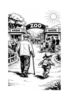 Vorschau - Mal- und Bastelvorlagen - Bildergeschichte zum Erzählen und Ausmalen - Ida und ihr Großvater: Zoobesuch | Kindergarten Grundschule | PDF - Seite 1